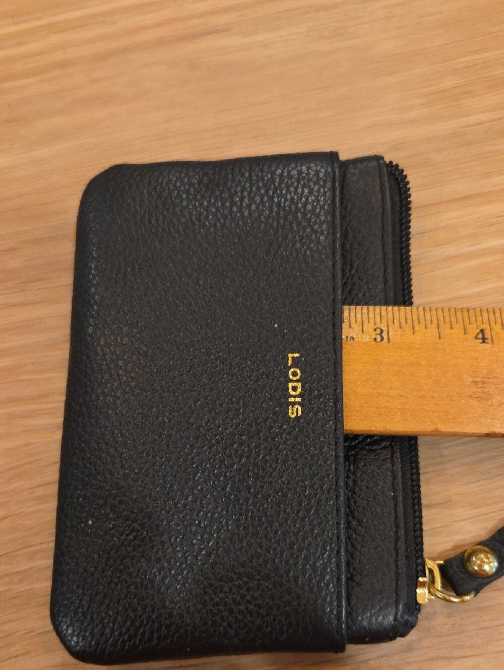 Lodis Black Pebbled Leather Slim Card Case Zipper Coin Purse Wallet - Picture 10 of 11